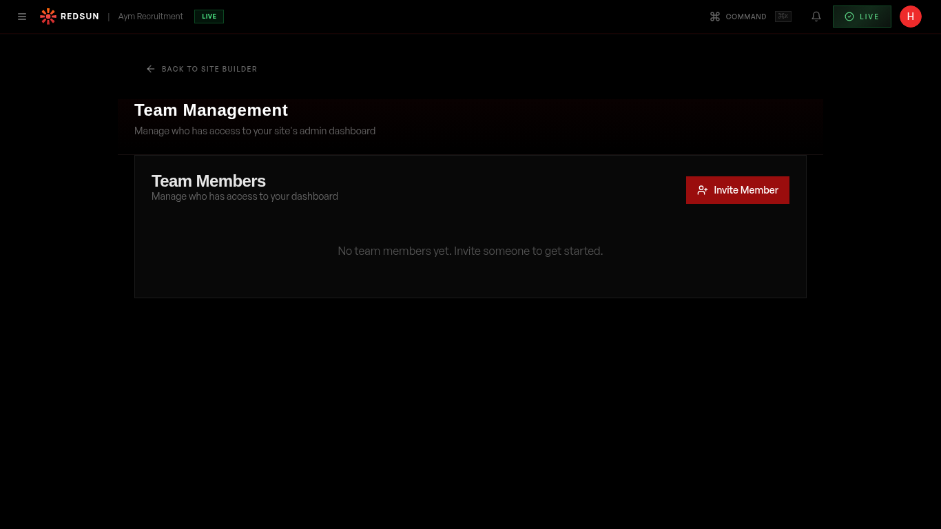 Team Management page for adding members who will get tracked links
